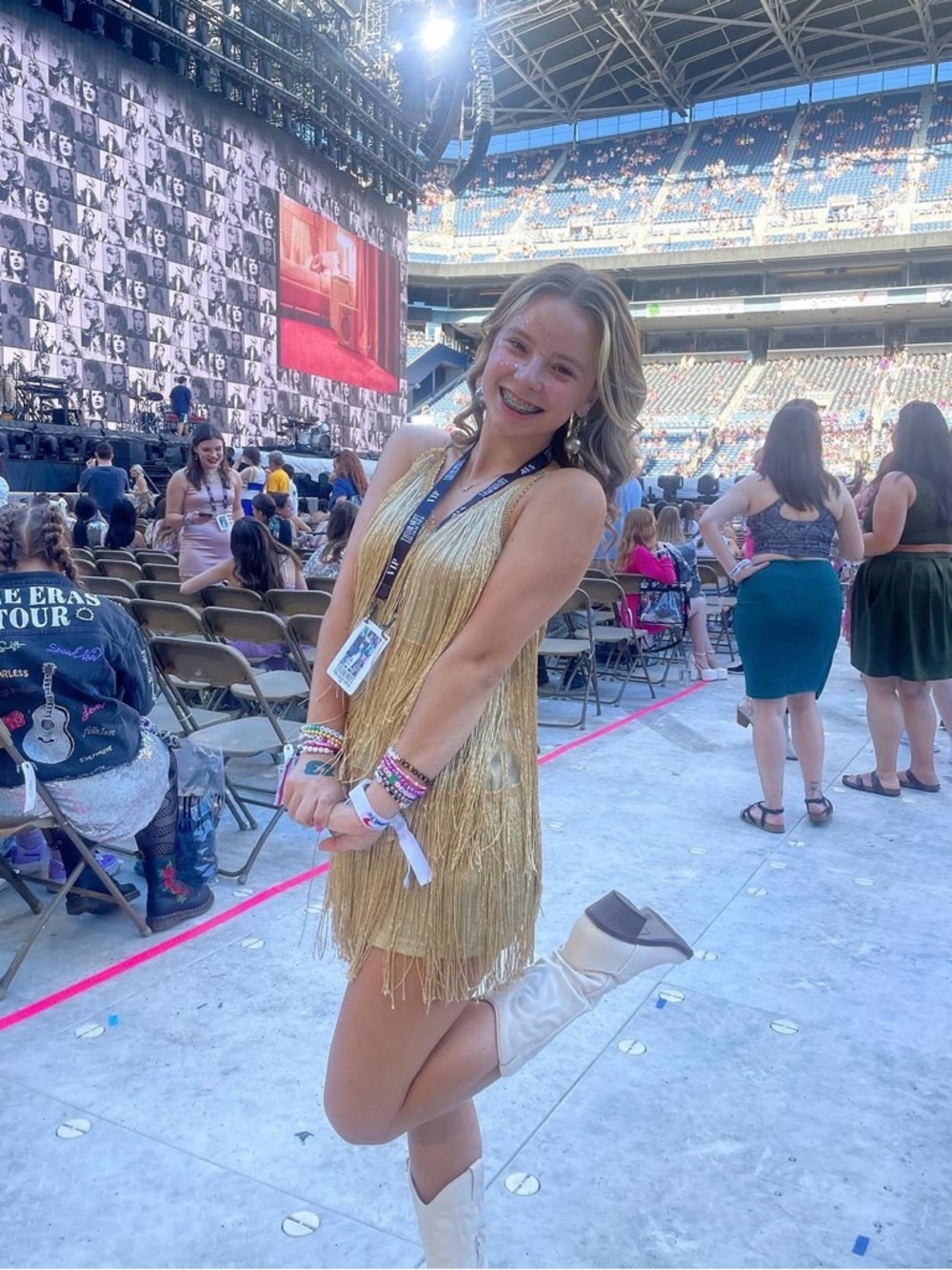 Gold Fringe Mini Dress